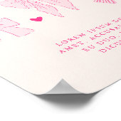 ピンクコケットボウバースデーパーティーカスタムのサイン ポスター (角)