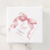 ピンクコケットボウバースデーパーティースクエアメッセージカード フェイバータグ (インサイチュ)