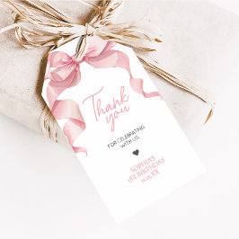 ピンクコケットボウバースデーパーティーメッセージカード ギフトタグ