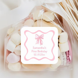 ピンクコケットボウバースデーパーティー スクエアシール