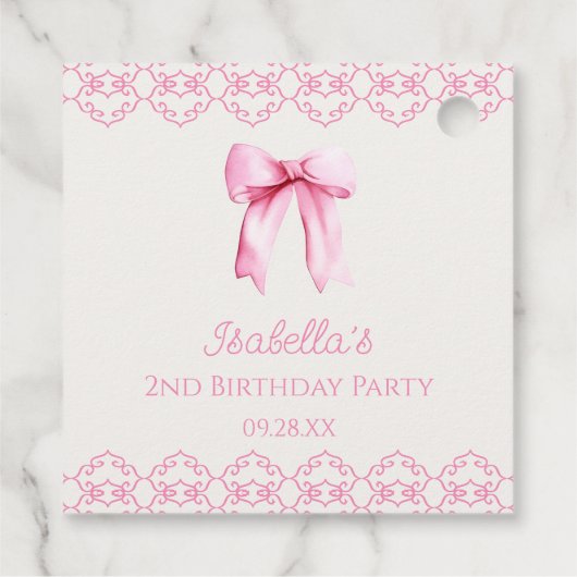 ピンクコケットボウバースデーパーティー フェイバータグ (裏面)