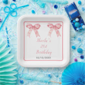 ピンクコケットボウバースデーパーティー ペーパープレート (パーティー)