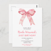 ピンクコケットボウバースデーパーティー ポストカード (正面/裏面)