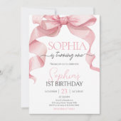ピンクコケットボウバースデーパーティー 招待状 (正面)