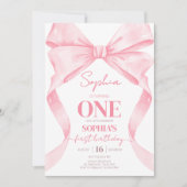 ピンクコケットボウバースデーパーティー 招待状 (正面)
