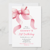 ピンクコケットボウバースデーパーティー 招待状 (正面)