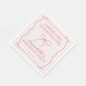 ピンクコケットボウパステルバースデーパーティーデザート スタンダードランチョンナプキン (角)