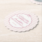 ピンクコケットボウパステルバースデーパーティー ペーパーコースター (アングル)