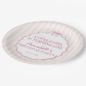 ピンクコケットボウパステルバースデーパーティー ペーパープレート (アングル)