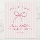 ピンクコケットボウパステルブライダルシャワーフリット ワインラベル (シングルラベル)