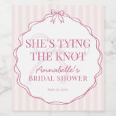 ピンクコケットボウパステルブライダルシャワーフリット ワインラベル (シングルラベル)