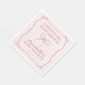 ピンクコケットボウパステルベビーシャワーデザート スタンダードランチョンナプキン (角)