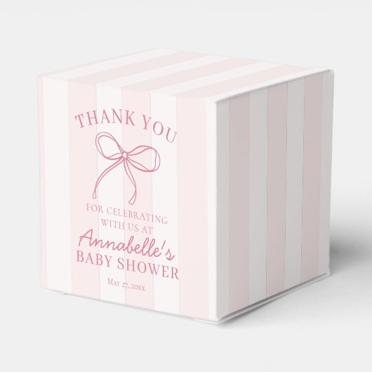 ピンクコケットボウパステルベビーシャワーデザート フェイバーボックス (裏面サイド)