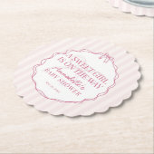 ピンクコケットボウパステルベビーシャワー ペーパーコースター (アングル)