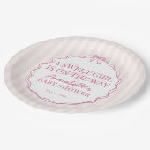 ピンクコケットボウパステルベビーシャワー ペーパープレート (アングル)