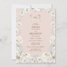 ピンクコケットボウフローラ結婚式招待状 招待状