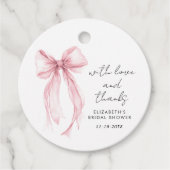 ピンクコケットボウブライダルシャワーサンキュー フェイバータグ (正面)