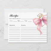 ピンクコケットボウブライダルシャワーレシピカード ノートカード (正面)
