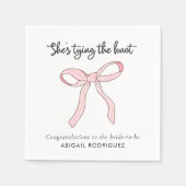 ピンクコケットボウブライダルシャワー スタンダードカクテルナプキン (正面)