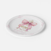 ピンクコケットボウブライダルシャワー ペーパープレート (アングル)