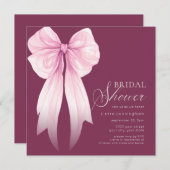 ピンクコケットボウブライダルシャワー 招待状 (正面/裏面)