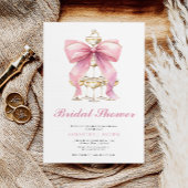 ピンクコケットボウブライダルシャワー 招待状