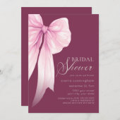 ピンクコケットボウブライダルシャワー 招待状 (正面/裏面)