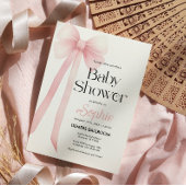 ピンクコケットボウベビーシャワー招待状 招待状