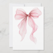 ピンクコケットボウロマンチックQrコードブライダルシャワー 招待状 (裏面)