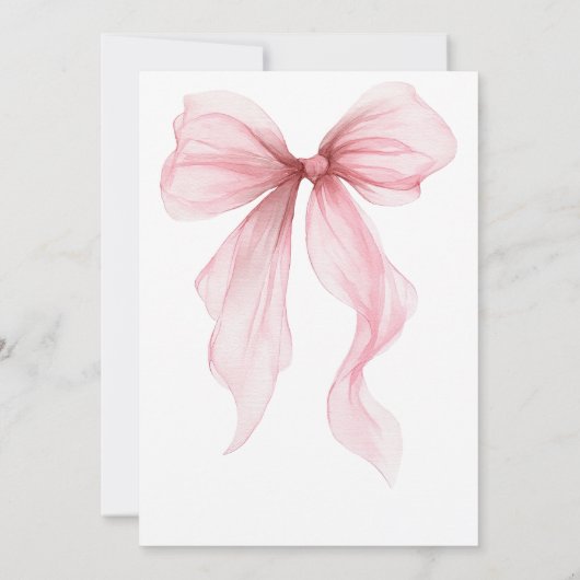 ピンクコケットボウロマンチックQrコードブライダルシャワー 招待状 (裏面)