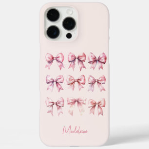 ピンクコケットボウ名前をカスタムする iPhone 16 PRO MAXケース