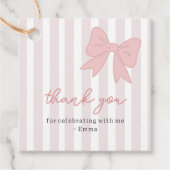 ピンクコケットボウ誕生日 フェイバータグ (正面)