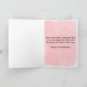 ピンクコケットボウ金ゴールドハート13誕生日 カード (内部)