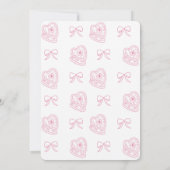 ピンクコケットボウ1st誕生日赤面ピンクボウ 招待状 (裏面)