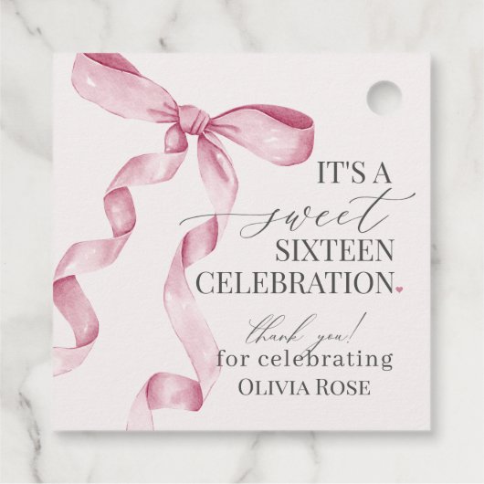 ピンクコケットボーガールスウィート16誕生日パーティー フェイバータグ (裏面)
