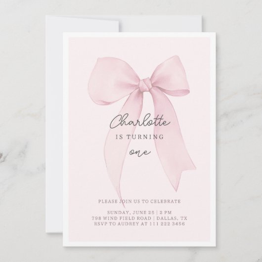 ピンクコケットボーガールズ誕生日招待状 招待状 (正面)