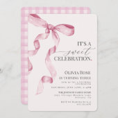 ピンクコケットボーガールバースデーパーティーの招待 (正面/裏面)