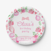 ピンクコケットボーガール名門私立校風の誕生日 ペーパープレート (正面)