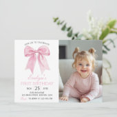 ピンクコケットボーガール誕生日フォト招待状 サンキューカード (スタンド正面)