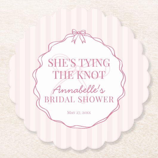 ピンクコケットボーパステルブライダルシャワーブランチ ペーパーコースター (正面)