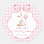 ピンクコケットボー間抜けグース1stバースデーシール ラウンドシール (正面)