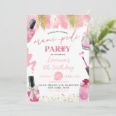 ピンクコケットマニペディスパメイクアップバースデーパーティー 招待状 (スタンド正面)