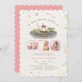 ピンクコケットリトルカボチャ3枚1歳の誕生日 招待状 (正面/裏面)