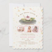 ピンクコケットリトルカボチャ3枚1歳の誕生日 招待状 (正面)