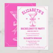 ピンクコケットレトロカントリークラブバチェロレッテ 招待状 (正面/裏面)