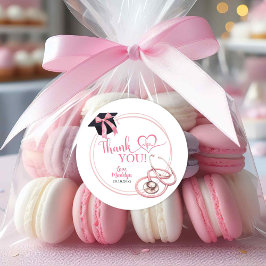 ピンクコケット卒業ナースサンキューステッカー ラウンドシール