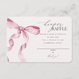 ピンクコケット弓おむつラッフル招待インサート エンクロージャーカード