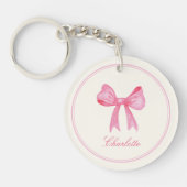 ピンクコケット弓アクリルキーチェーン キーホルダー (正面)