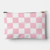 ピンクコケット弓エステパーソナライズされた市松模様にィ アクセサリーポーチ (裏面)