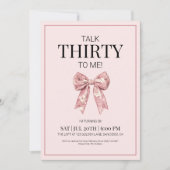 ピンクコケット弓トーク30私に30誕生日 招待状 (正面)